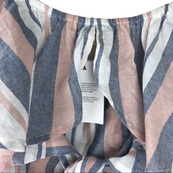 Asos Sheer Striped Off Shoulder Crop Top Tie 8 - Picture 5 of 8